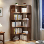 Bibliothèque d'angle ouverte à 5 niveaux en bois gris