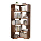 Bibliothèque d'angle ouverte à 5 niveaux en bois gris