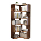 Bibliothèque d'angle ouverte à 5 niveaux en bois gris