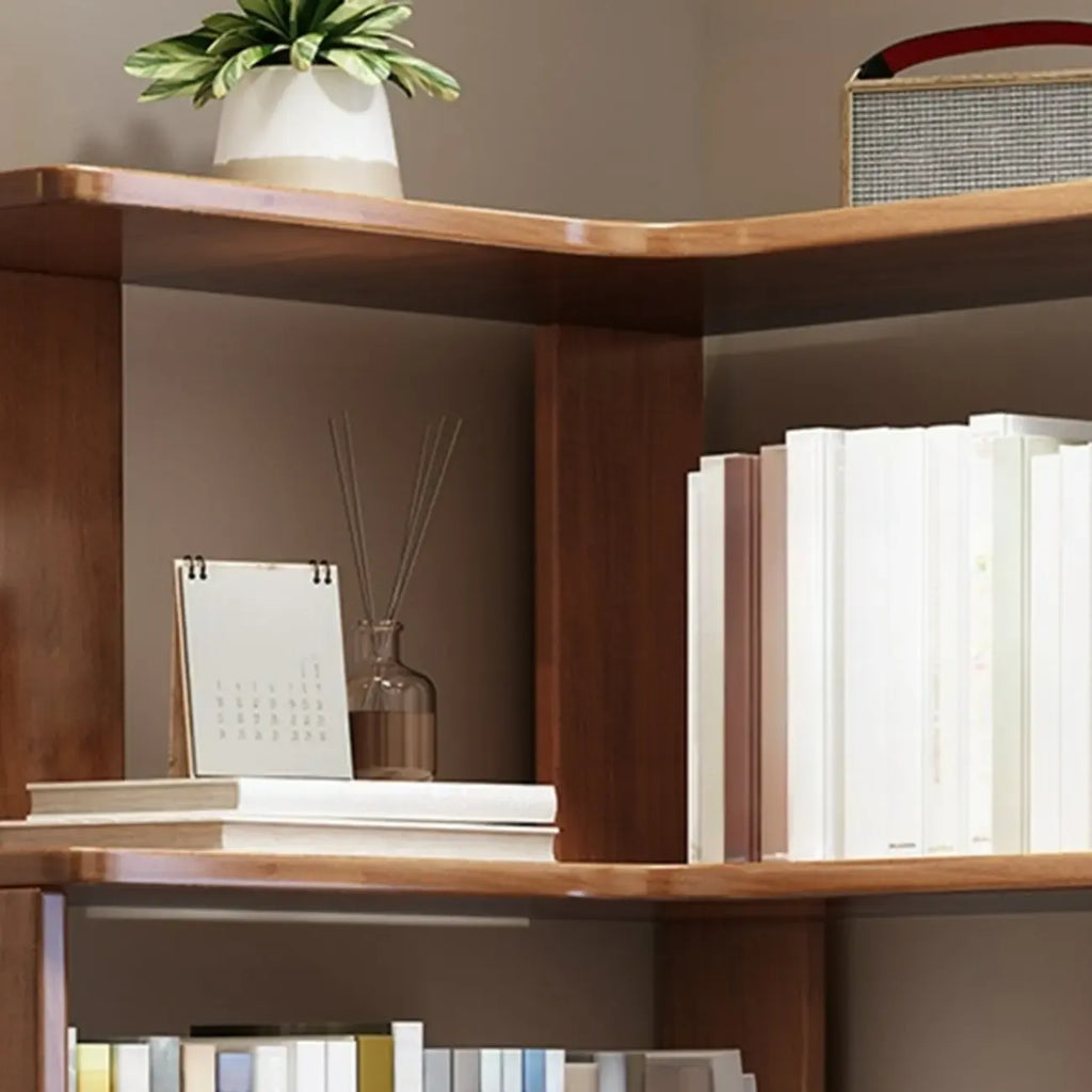Bibliothèque d'angle ouverte à 5 niveaux en bois gris