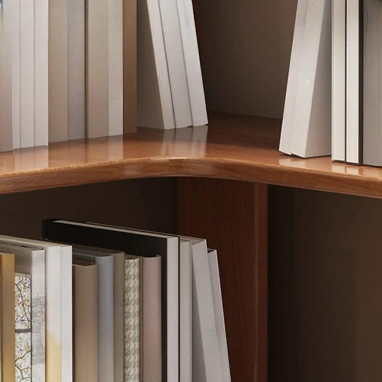 Bibliothèque d'angle ouverte à 5 niveaux en bois gris