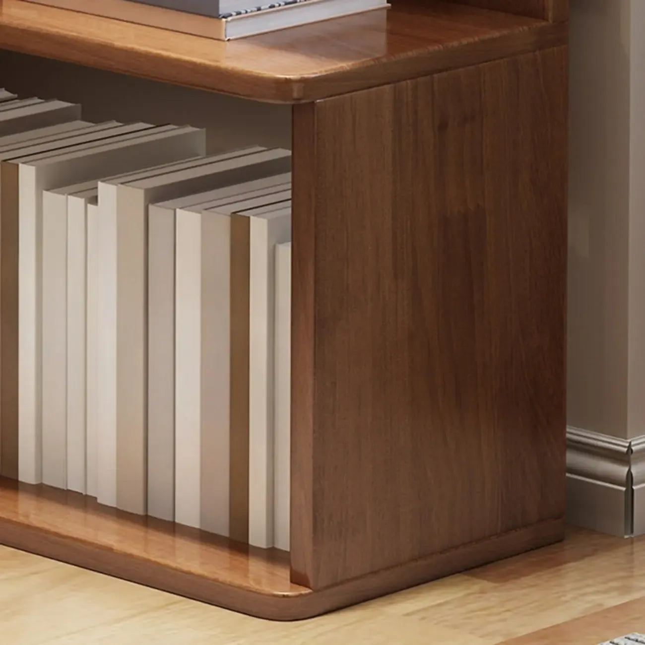 Bibliothèque d'angle ouverte à 5 niveaux en bois gris