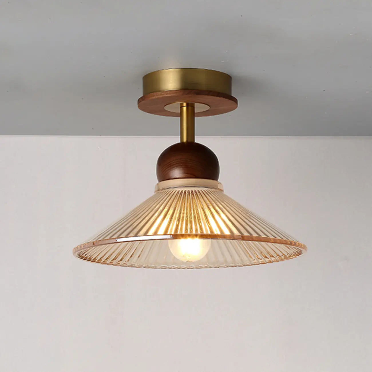 Plafonnier semi-encastré à dôme en verre dégradé caramel