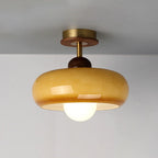 Plafonnier semi-encastré à dôme en verre dégradé caramel