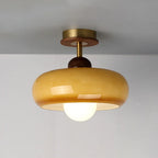 Plafonnier semi-encastré à dôme en verre dégradé caramel