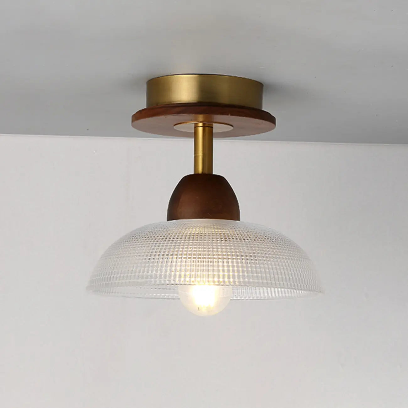 Plafonnier semi-encastré à dôme en verre dégradé caramel