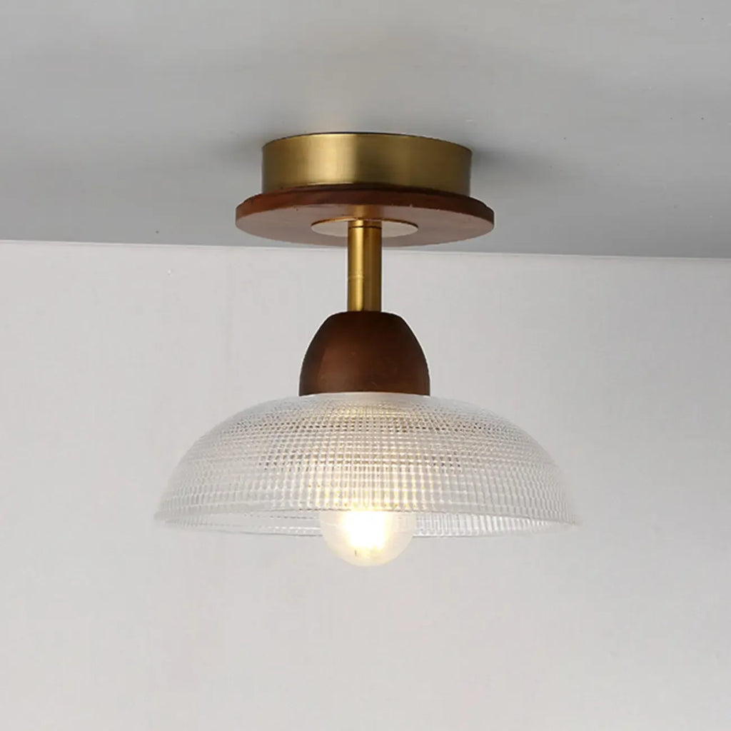 Plafonnier semi-encastré à dôme en verre dégradé caramel