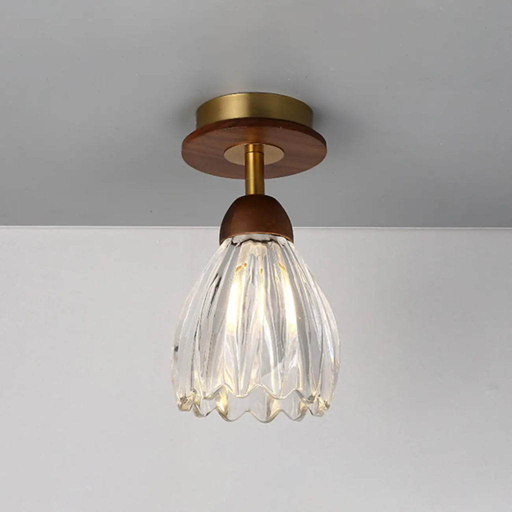Plafonnier semi-encastré à dôme en verre dégradé caramel