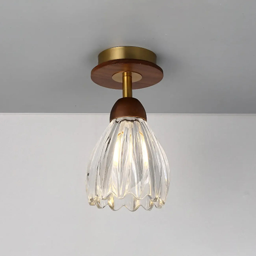 Plafonnier semi-encastré à dôme en verre dégradé caramel