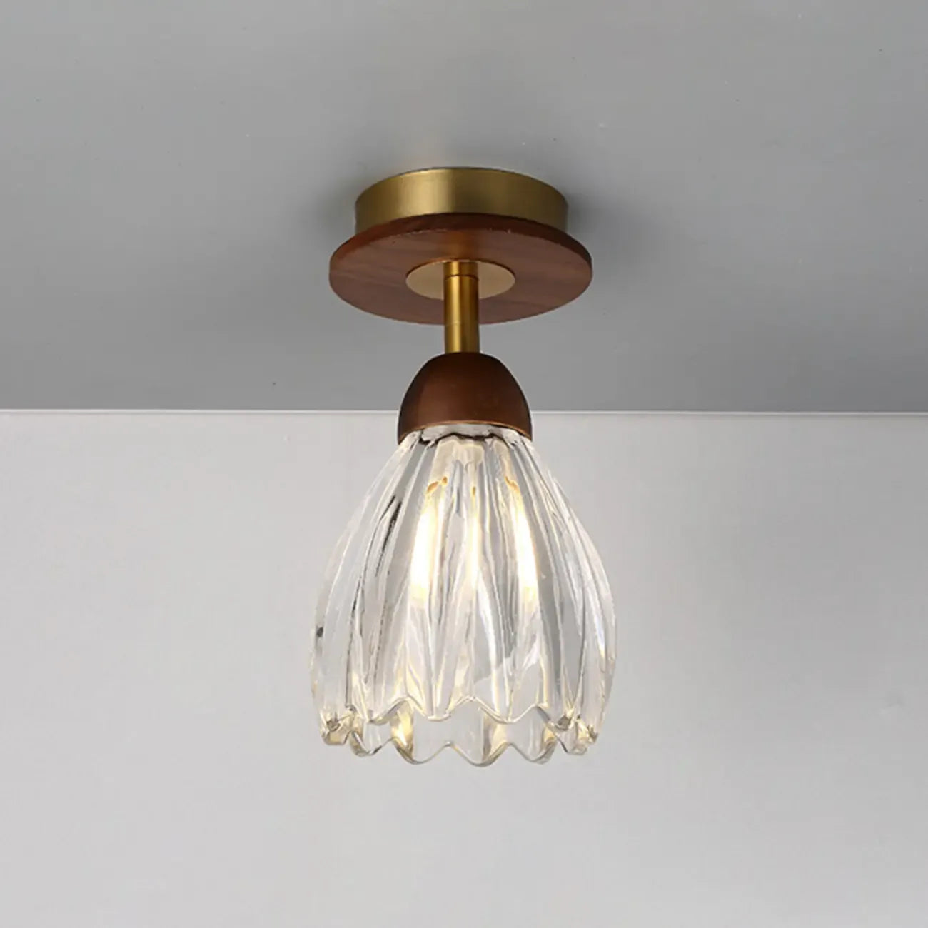 Plafonnier semi-encastré à dôme en verre dégradé caramel
