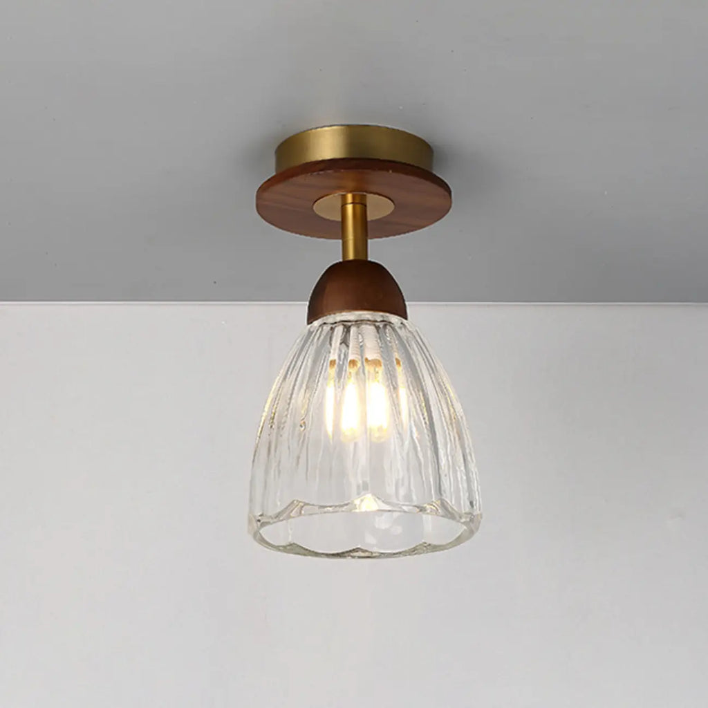 Plafonnier semi-encastré à dôme en verre dégradé caramel
