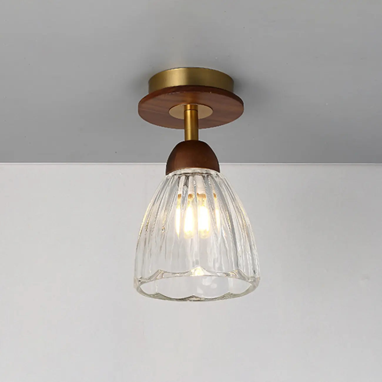 Plafonnier semi-encastré à dôme en verre dégradé caramel