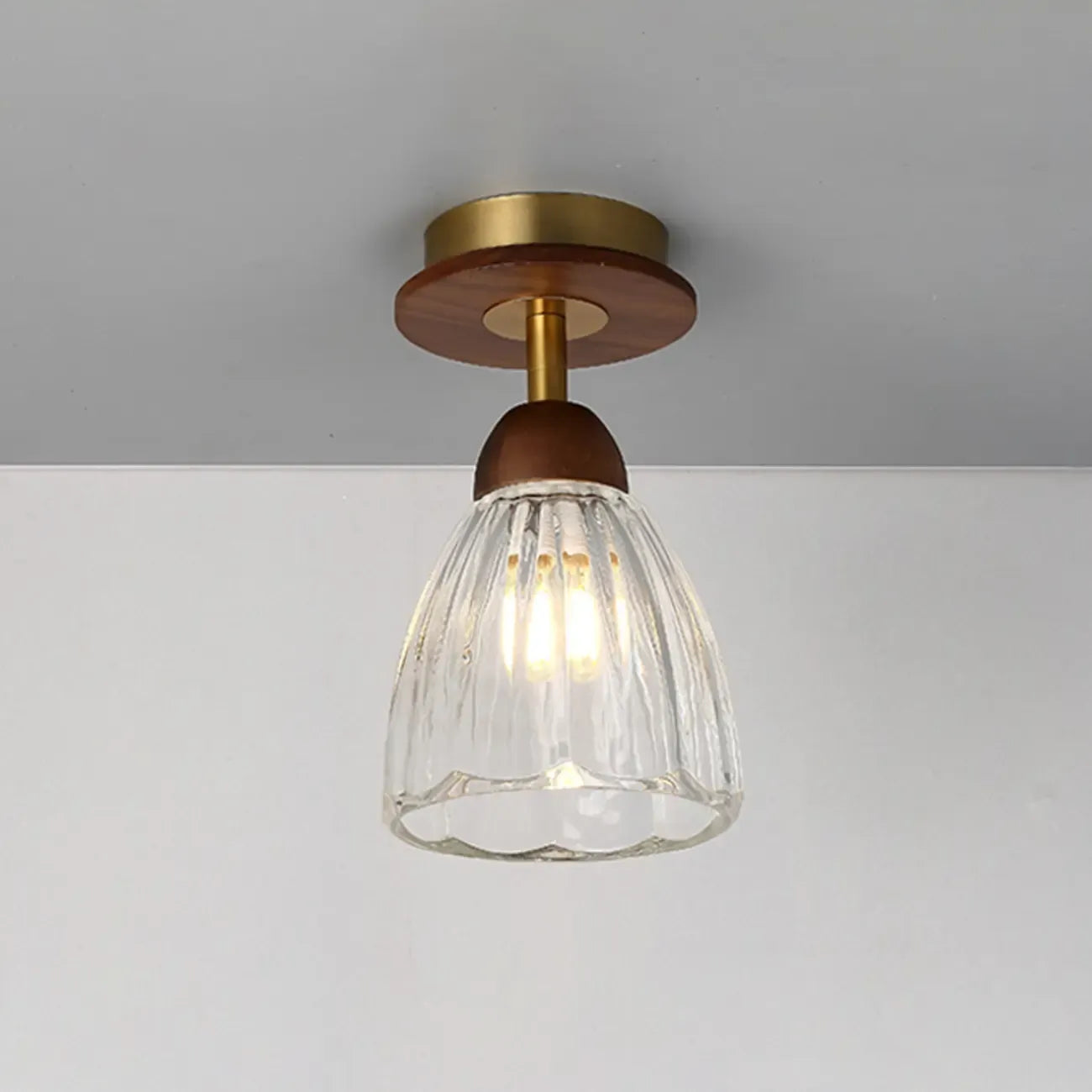 Plafonnier semi-encastré à dôme en verre dégradé caramel