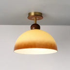 Plafonnier semi-encastré à dôme en verre dégradé caramel