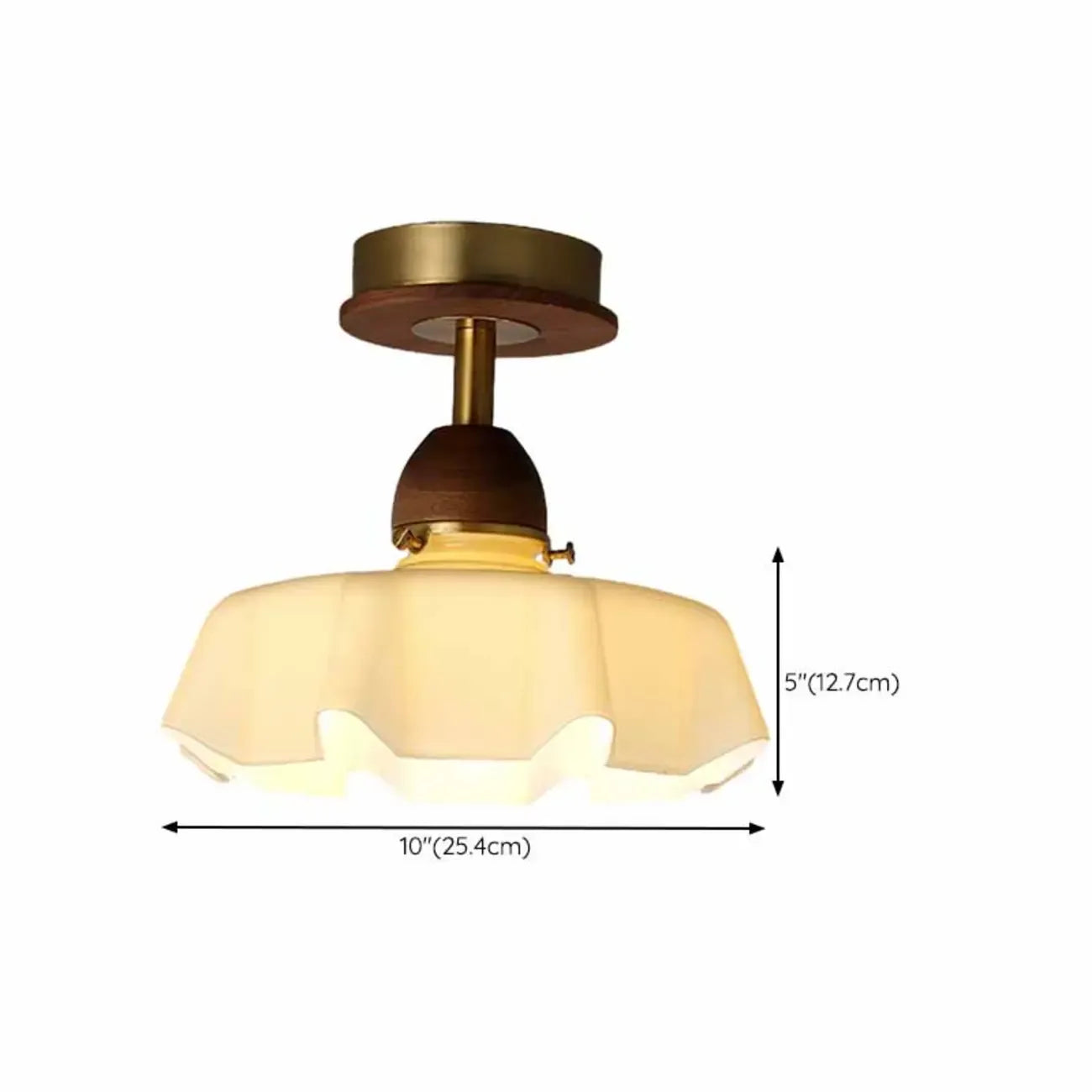 Plafonnier semi-encastré à dôme en verre dégradé caramel