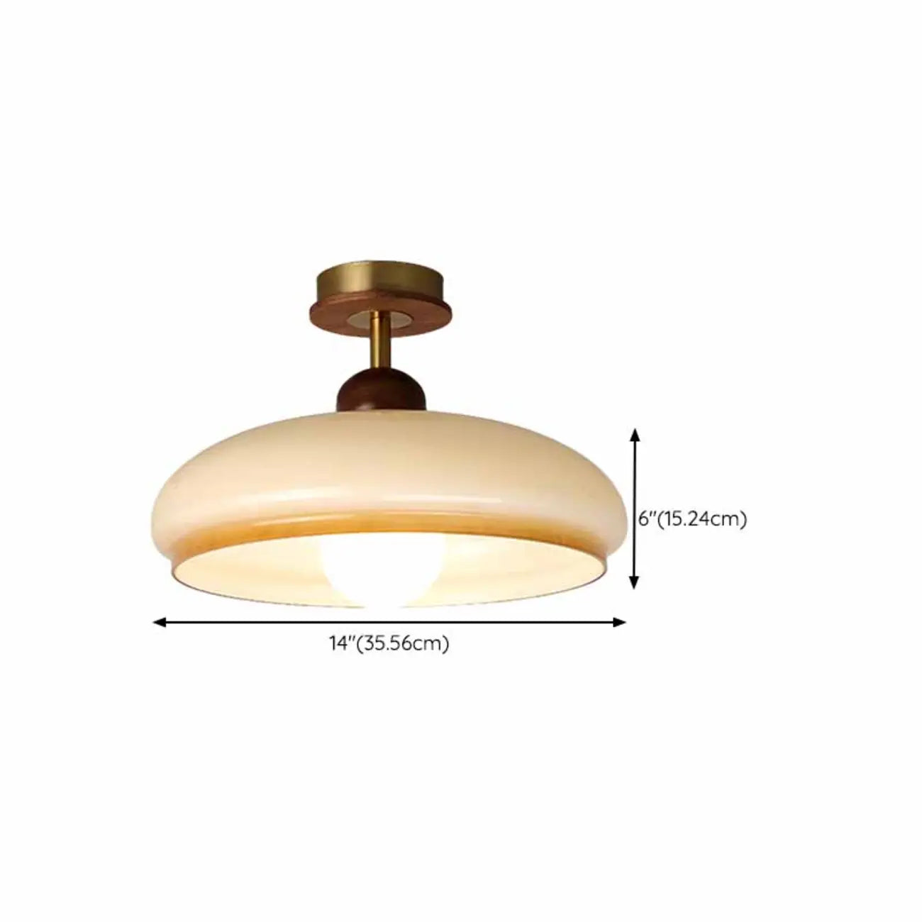 Plafonnier semi-encastré à dôme en verre dégradé caramel
