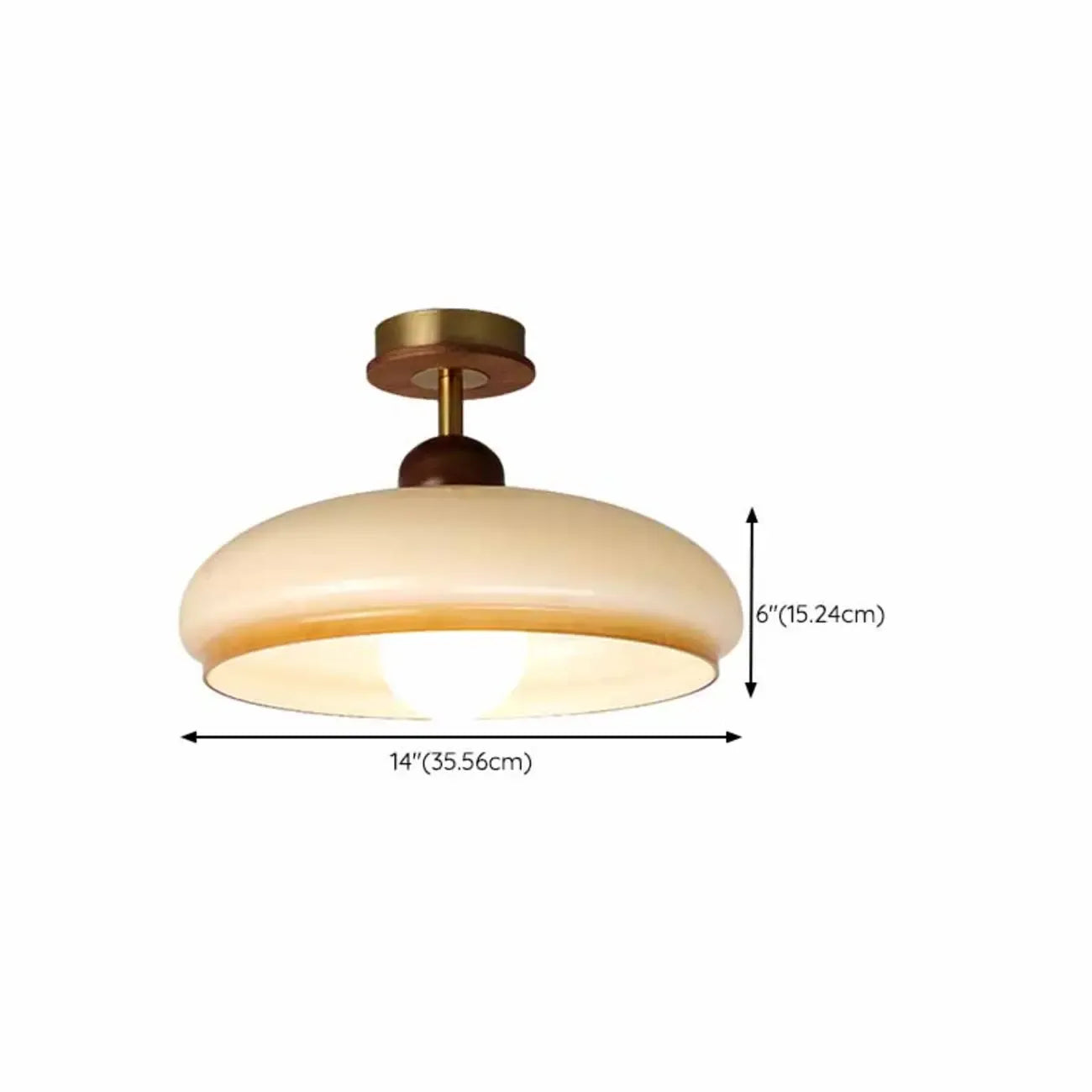 Plafonnier semi-encastré à dôme en verre dégradé caramel