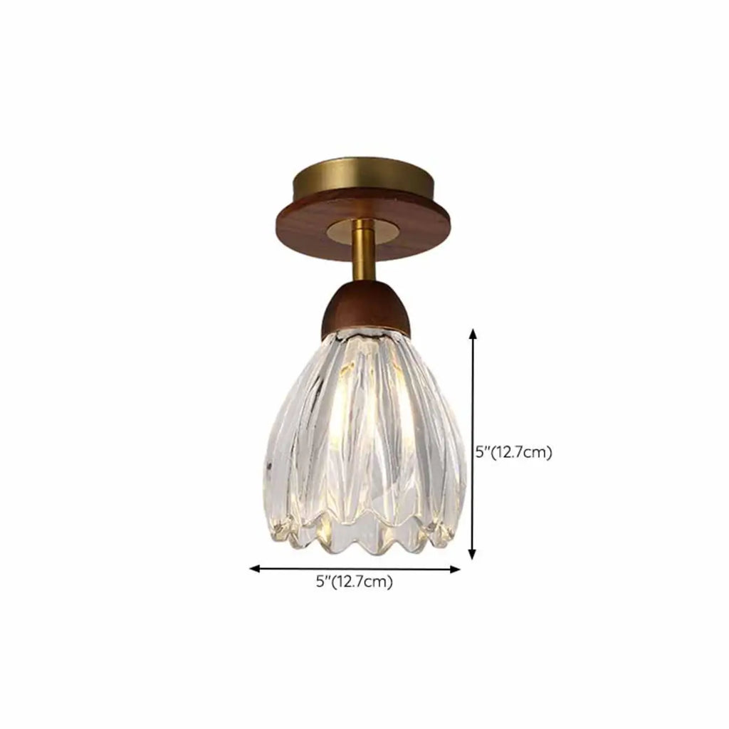 Plafonnier semi-encastré à dôme en verre dégradé caramel