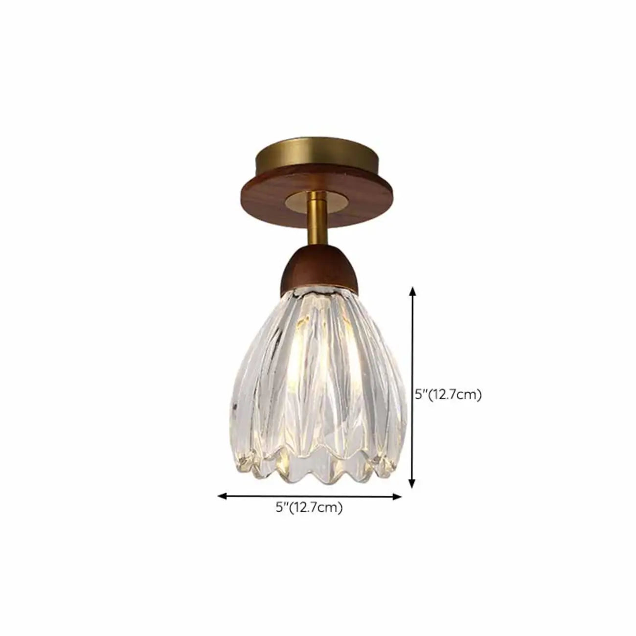 Plafonnier semi-encastré à dôme en verre dégradé caramel