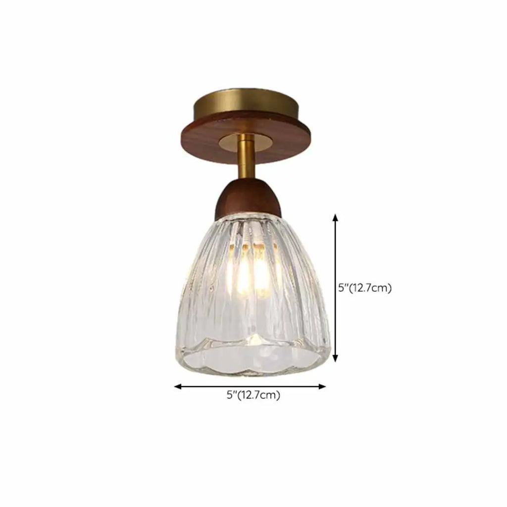 Plafonnier semi-encastré à dôme en verre dégradé caramel