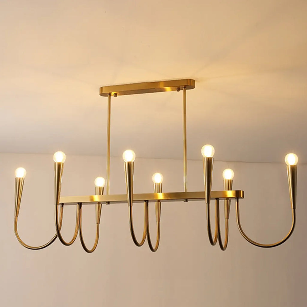 Suspension moderne dorée réglable pour îlot de cuisine