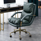 Chaise de bureau ergonomique à roulettes en cuir véritable marron