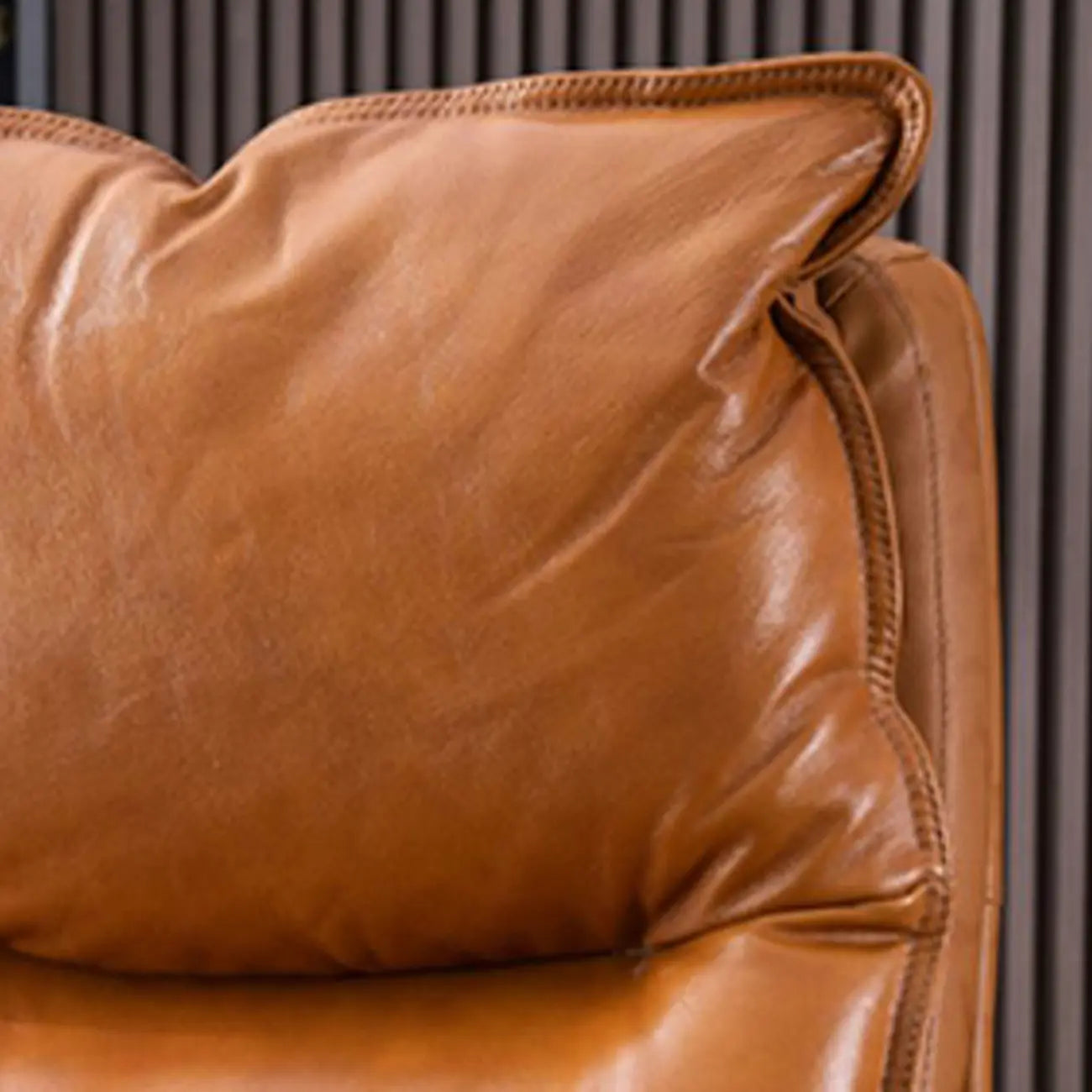 Chaise de bureau ergonomique à roulettes en cuir véritable marron