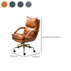 Chaise de bureau ergonomique à roulettes en cuir véritable marron