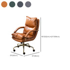 Chaise de bureau ergonomique à roulettes en cuir véritable marron