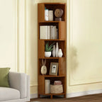 Armoire de rangement d'angle géométrique à plusieurs niveaux en bois brun