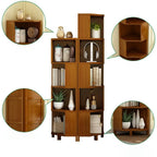 Armoire de rangement d'angle géométrique à plusieurs niveaux en bois brun