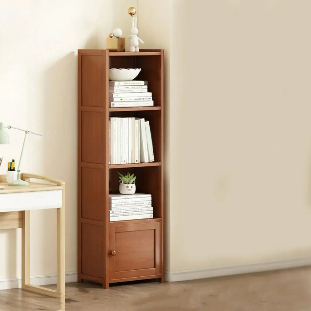 Armoire de rangement d'angle géométrique à plusieurs niveaux en bois brun