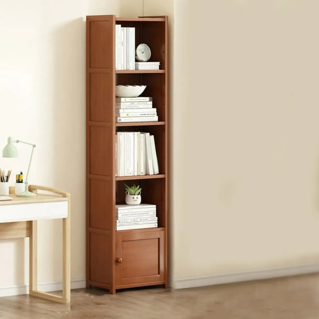 Armoire de rangement d'angle géométrique à plusieurs niveaux en bois brun
