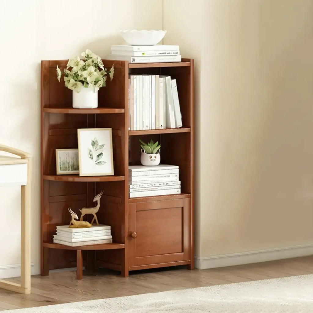 Armoire de rangement d'angle géométrique à plusieurs niveaux en bois brun
