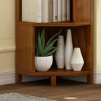 Armoire de rangement d'angle géométrique à plusieurs niveaux en bois brun