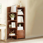 Armoire de rangement d'angle géométrique à plusieurs niveaux en bois brun