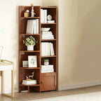 Armoire de rangement d'angle géométrique à plusieurs niveaux en bois brun