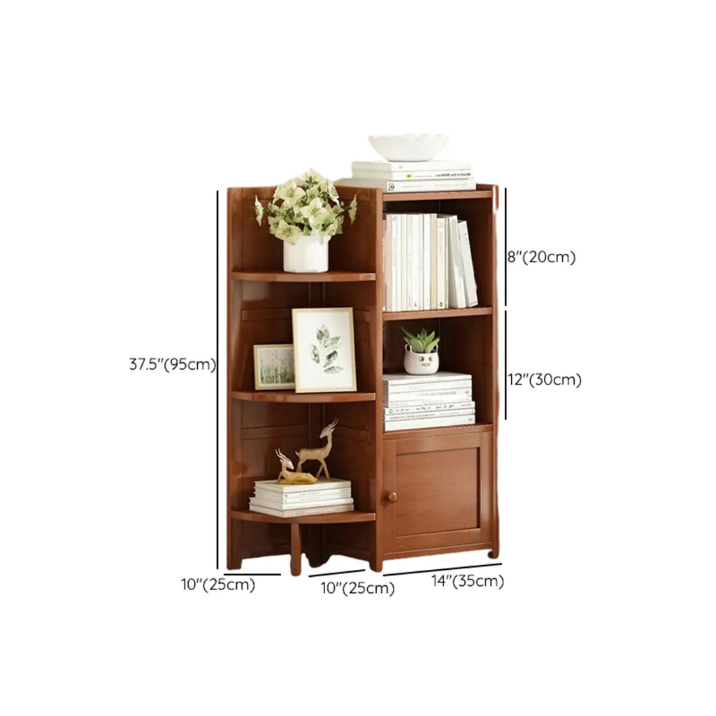 Armoire de rangement d'angle géométrique à plusieurs niveaux en bois brun