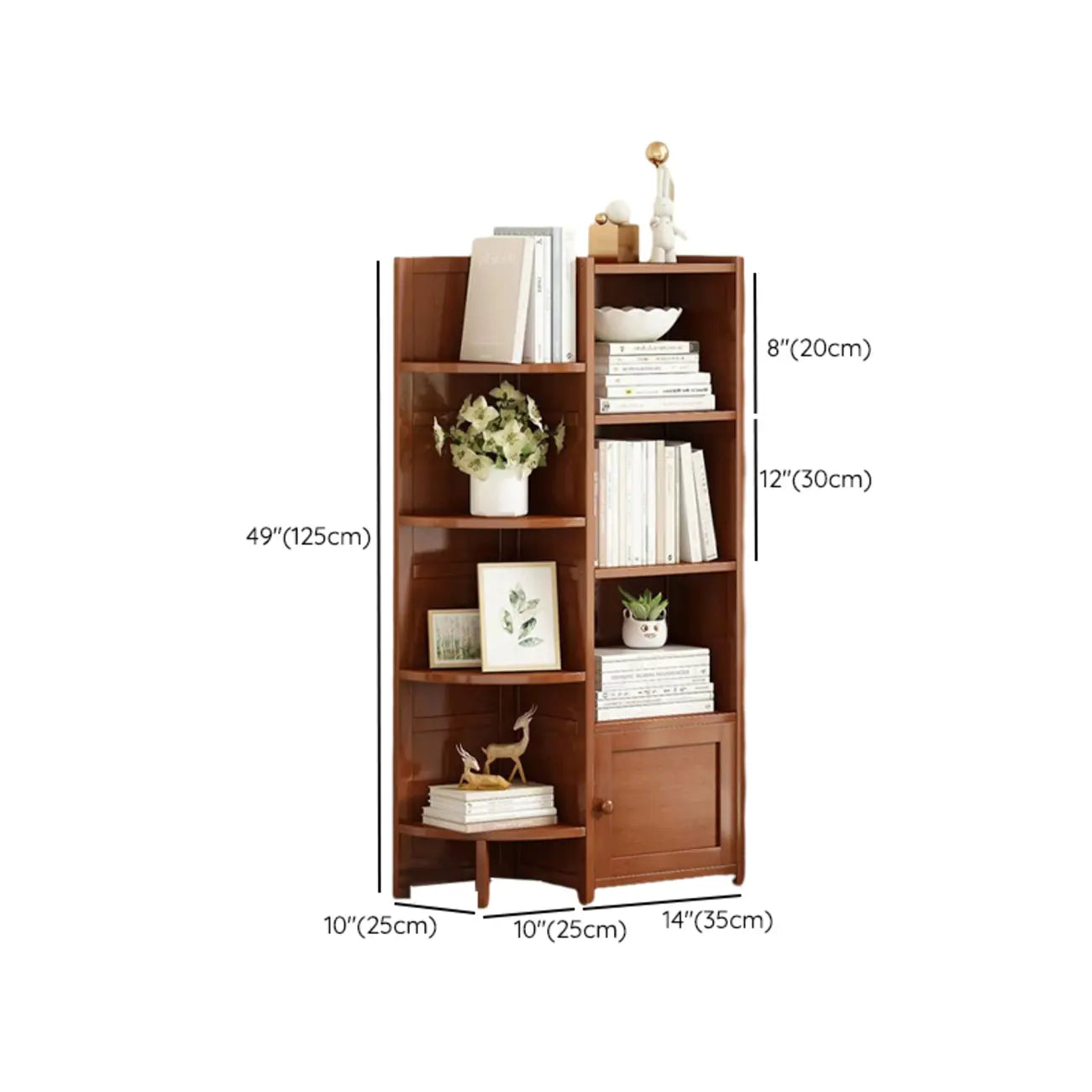 Armoire de rangement d'angle géométrique à plusieurs niveaux en bois brun