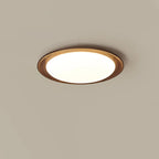 Plafonnier LED minimaliste en bois de noyer, à intensité variable, encastré.