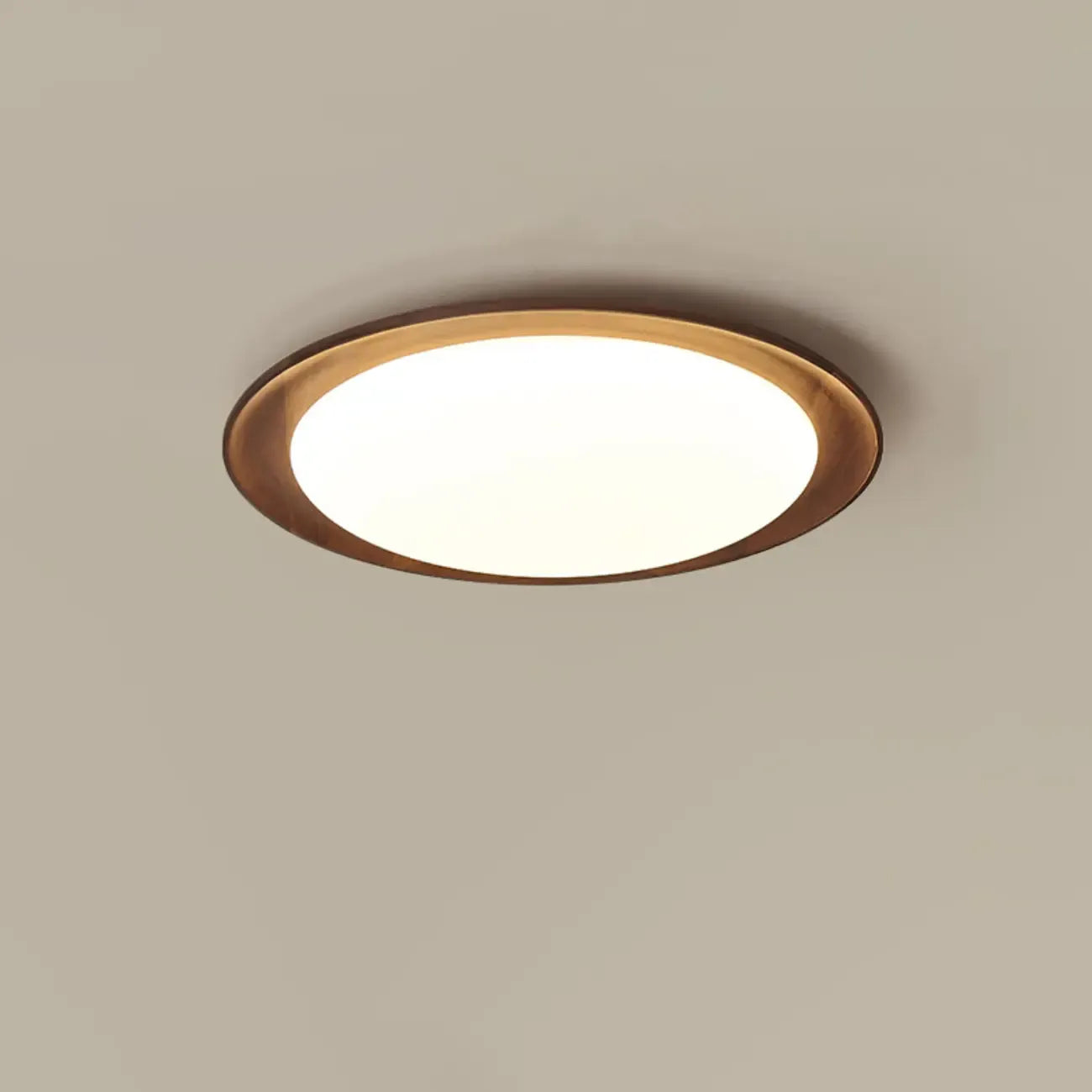 Plafonnier LED minimaliste en bois de noyer, à intensité variable, encastré.