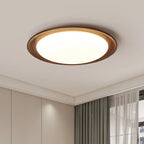 Plafonnier LED minimaliste en bois de noyer, à intensité variable, encastré.