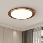 Plafonnier LED minimaliste en bois de noyer, à intensité variable, encastré.