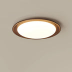 Plafonnier LED minimaliste en bois de noyer, à intensité variable, encastré.