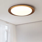 Plafonnier LED minimaliste en bois de noyer, à intensité variable, encastré.