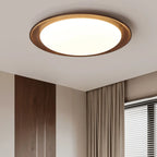 Plafonnier LED minimaliste en bois de noyer, à intensité variable, encastré.