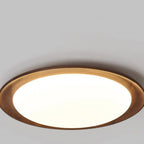 Plafonnier LED minimaliste en bois de noyer, à intensité variable, encastré.