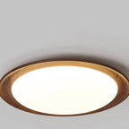 Plafonnier LED minimaliste en bois de noyer, à intensité variable, encastré.