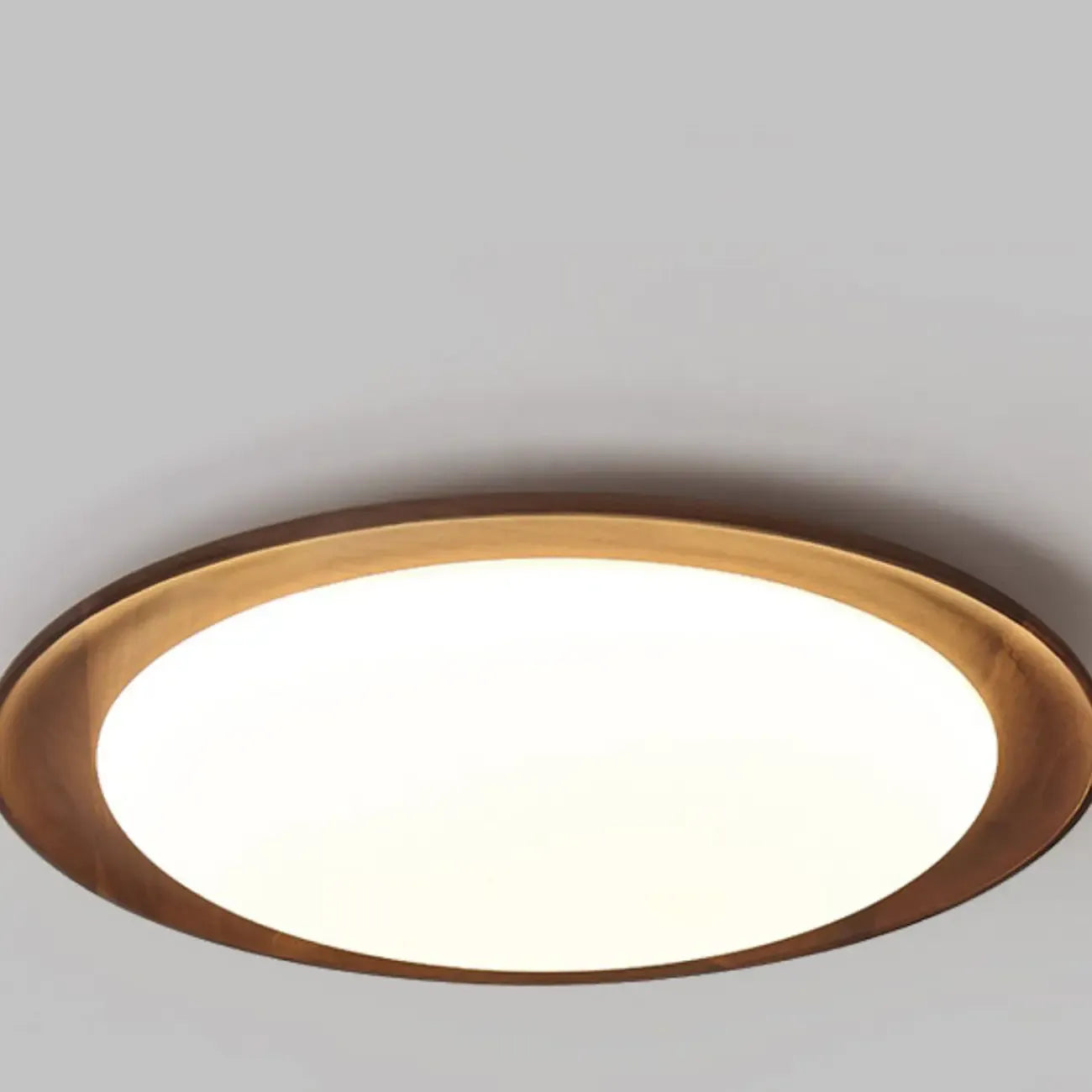 Plafonnier LED minimaliste en bois de noyer, à intensité variable, encastré.