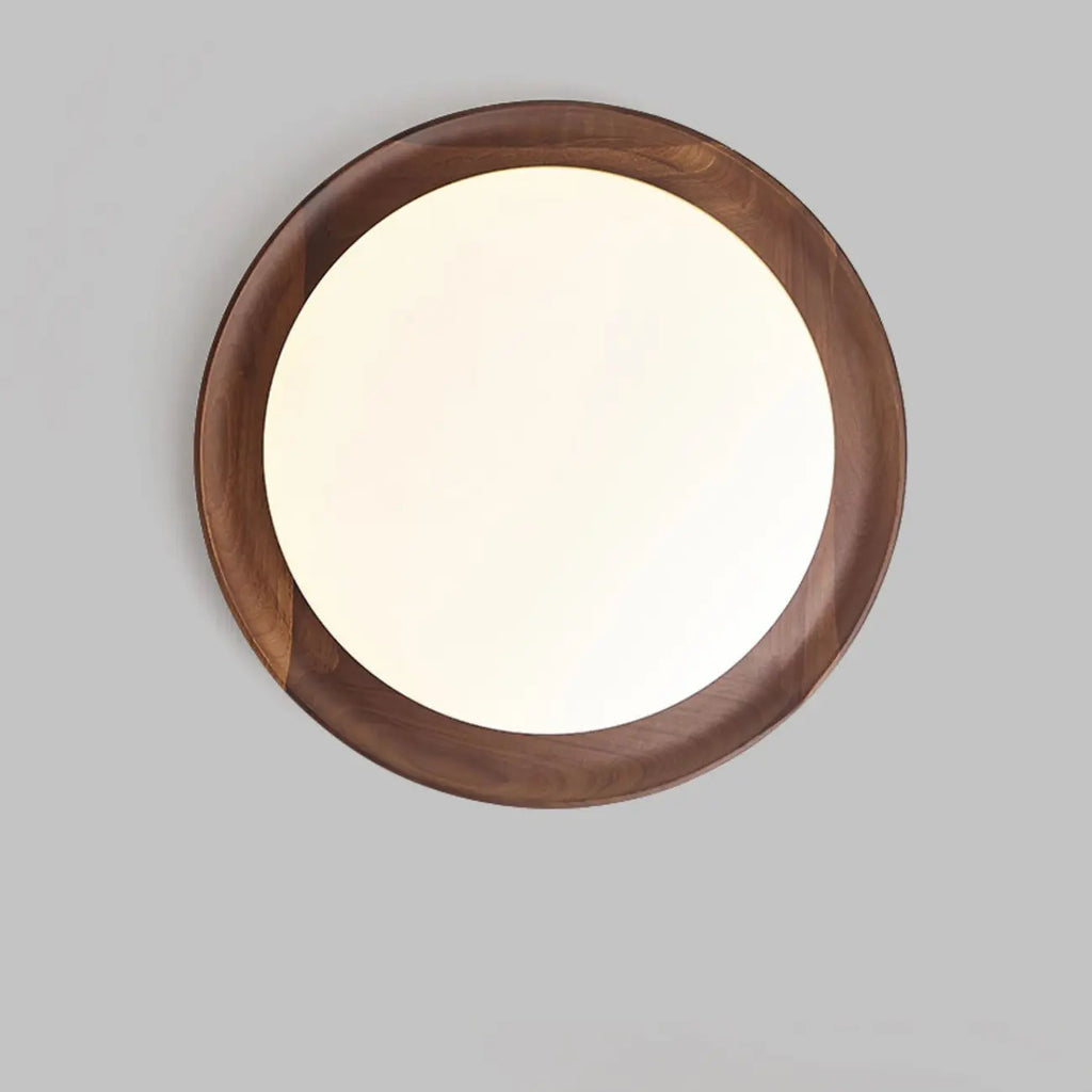 Plafonnier LED minimaliste en bois de noyer, à intensité variable, encastré.